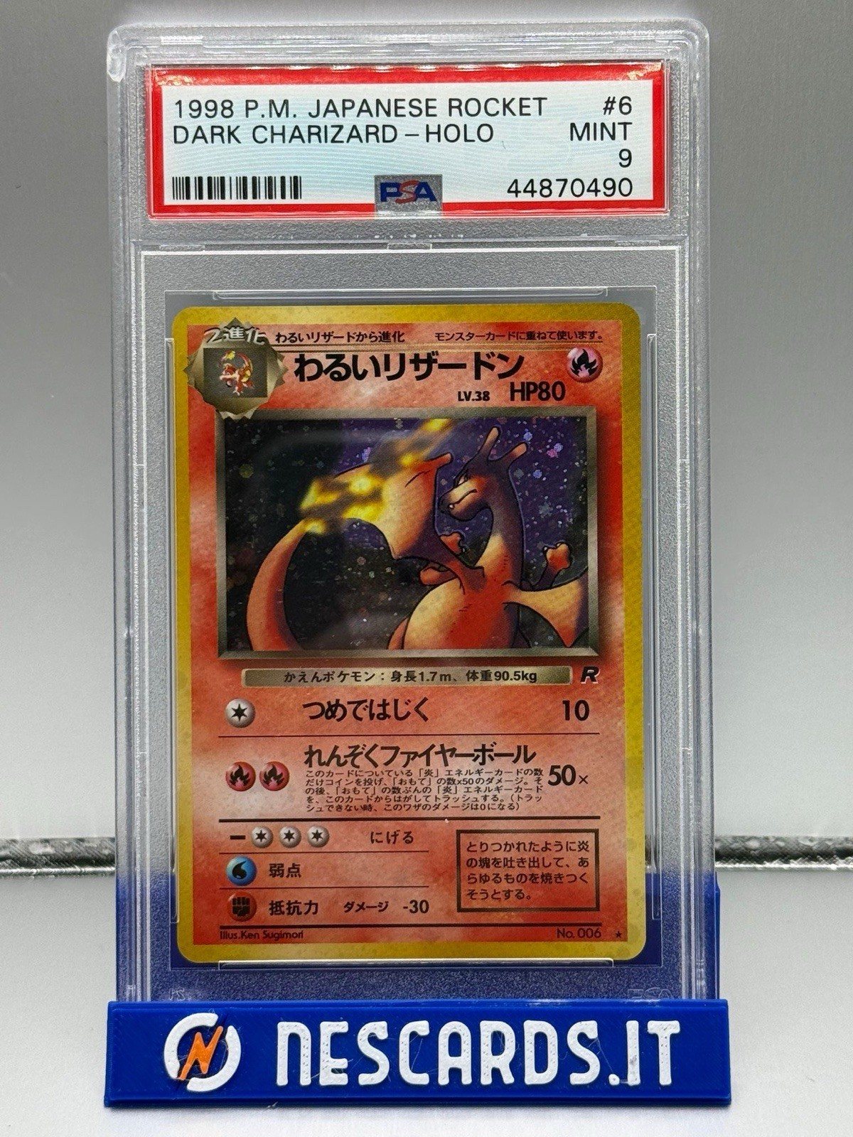 1998 P.M. Japanese Rocket Dark Charizard Holo PSA 9 Mint #006 Pokemon Card #6 – Foto 1