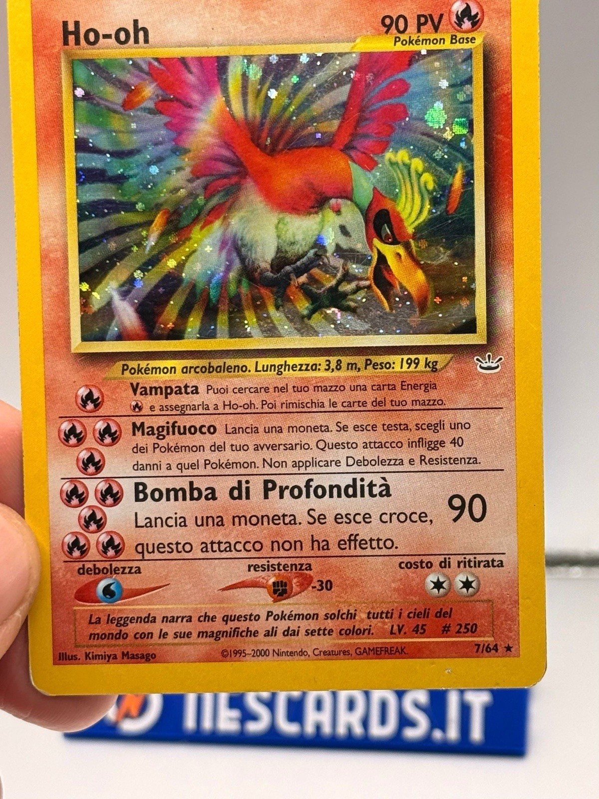 Pokemon Ho-Oh 7/64 Neo Revelation Rara Holo Unlimited Wizards ITA Carte Vintage – Foto 1