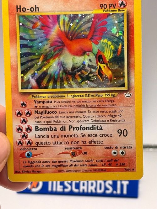Pokemon Ho-Oh 7/64 Neo Revelation Rara Holo Unlimited Wizards ITA Carte Vintage