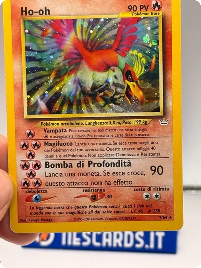 Pokemon Ho-Oh 7/64 Neo Revelation Rara Holo Unlimited Wizards ITA Carte Vintage